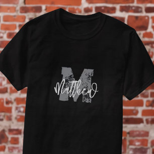 Monogram Modern Cool Grunge Add Your Name T-Shirt
