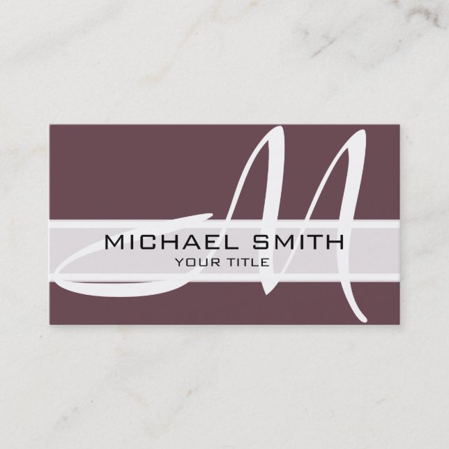 Monogram Modern Deep Tuscan red Background Business Card (Front)