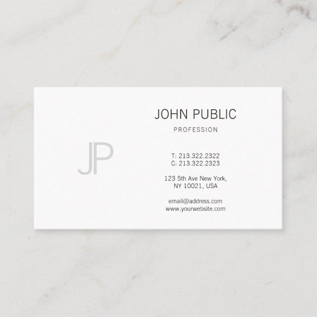 Monogram Modern Design Elegant Professional Plain Business Card (Front)