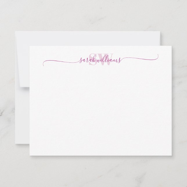 Monogram Modern Elegant Chic Script Name Card (Front)