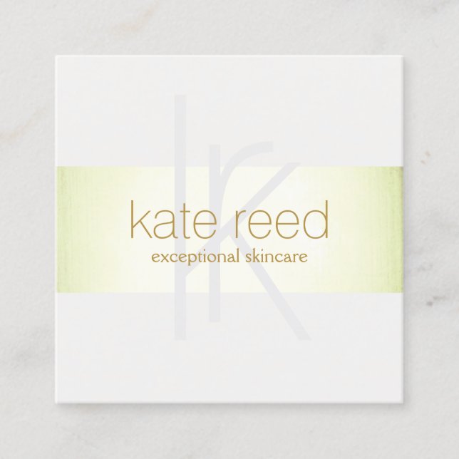  Monogram Modern Elegant Faux Lime Green Foil  Square Business Card (Front)