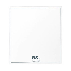 Monogram Modern Elegant Minimal Blue and White Notepad