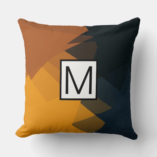 Monogram Modern Elegant Retro Colours Geometric #1 Throw Pillow (Front)