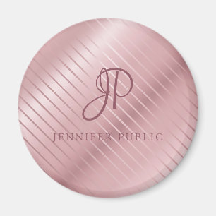 Monogram Modern Elegant Rose Gold Template Magnet