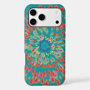 Monogram Modern Flower Teal iPhone Case