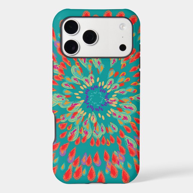 Monogram Modern Flower Teal iPhone Case (Back)
