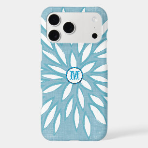 Monogram Modern Flower Teal iPhone Case