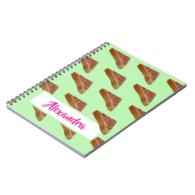 Monogram Modern Fun Pastel Green Fairy Bread. Notebook (Left Side)