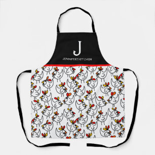 Monogram Modern Funny Chicken Adult Apron