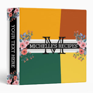 Monogram Modern Geometric Vintage Floral #10 Binder