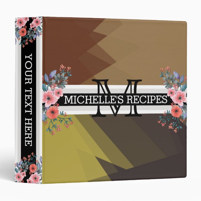 Monogram Modern Geometric Vintage Floral #15 Binder (Front/Spine)