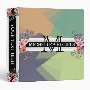 Monogram Modern Geometric Vintage Floral #17 Binder
