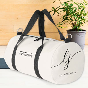Monogram Modern Girly Calligraphy Script Custom Duffle Bag