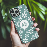 Monogram Modern Girly Floral Pattern Personalized  iPhone 16 Pro Max Case<br><div class="desc">Monogram Modern Girly Floral Pattern Personalized iPhone 16 Pro Max Case features a trendy white floral pattern with your personalized monogram. Personalize by editing the text in the text box provided. Designed for you by Evco Studio www.zazzle.com/store/evcostudio</div>