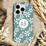Monogram Modern Girly Floral Pattern Personalized  iPhone 16 Pro Case<br><div class="desc">Monogram Modern Girly Floral Pattern Personalized iPhone 16 Pro Case features a trendy white floral pattern with your personalized monogram. Personalize by editing the text in the text box provided. Designed for you by Evco Studio www.zazzle.com/store/evcostudio</div>