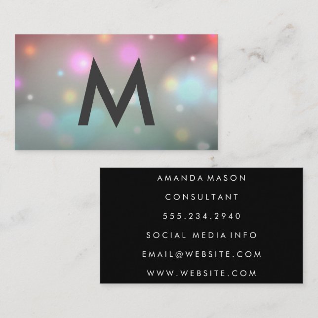 Monogram Modern | Glow Lights Business Card (Front/Back)