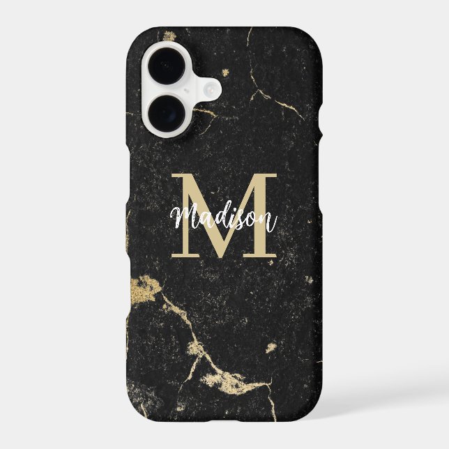 Monogram Modern Gold Black Marble (Back)