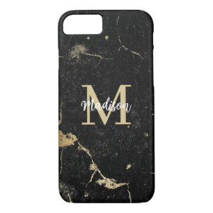 Monogram Modern Gold Black Marble Case-Mate iPhone Case