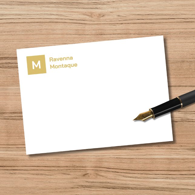 Monogram Modern Gold Personalized Script Name Card (Creator Uploaded)