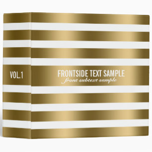 Monogram Modern Gold Stripes White Background 2 Binder