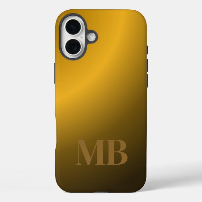 Monogram Modern Gold Tiger Eye Case-Mate iPhone Case (Back)