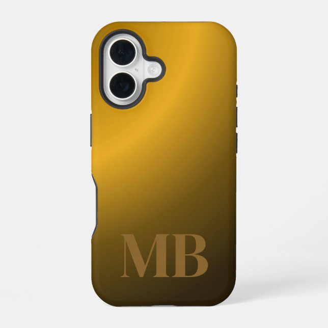 Monogram Modern Gold Tiger Eye iPhone 16 Case (Back)