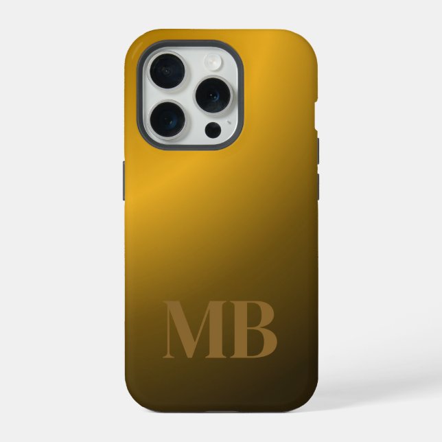 Monogram Modern Gold Tiger Eye iPhone Case (Back)