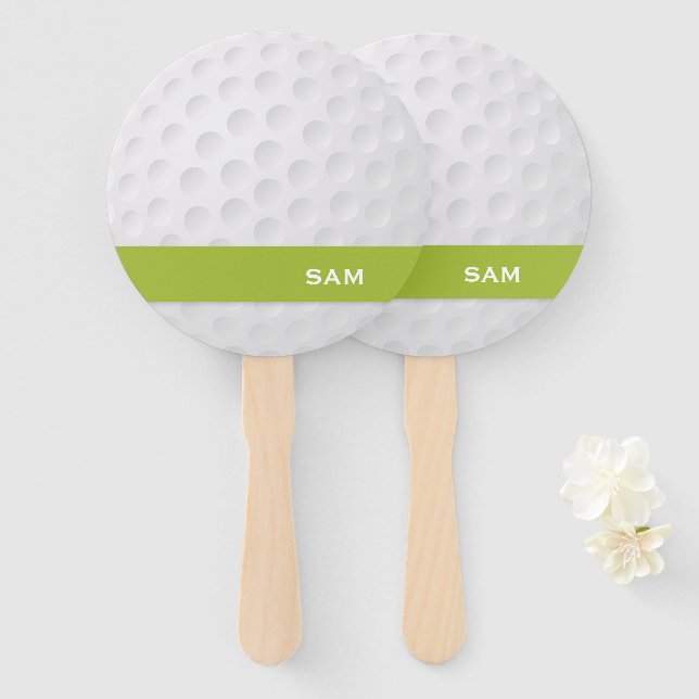 Monogram. Modern Golf Ball Texture. Hand Fan (Front and Back)