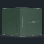 Monogram Modern Green Elegant Chic Script Name Binder<br><div class="desc">Monogram Modern Elegant Chic Script Name Binder</div>
