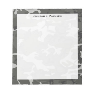 Monogram Modern Grey Abstract Camo Camouflage Notepad