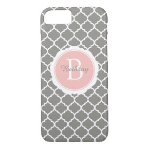 Monogram Modern Grey Pink Geometric Case-Mate iPhone Case