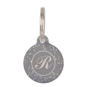 Monogram Modern Grey Terrazzo  Pet Tag