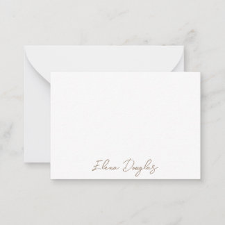 Monogram Modern Handwritten  Minimal Taupe Beige Card