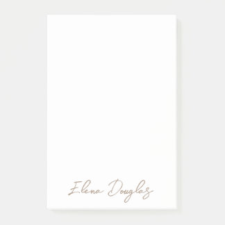 Monogram Modern Handwritten  Minimal Taupe Beige Post-it Notes