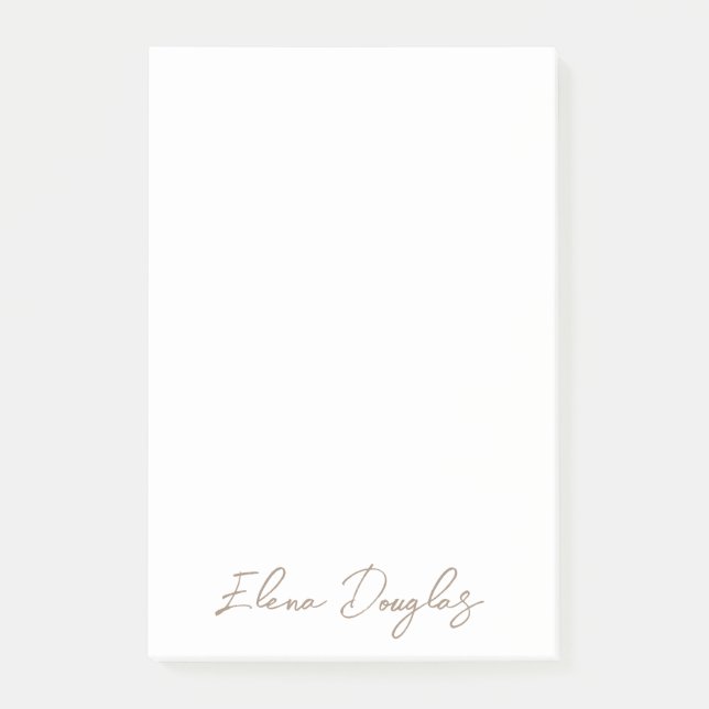 Monogram Modern Handwritten  Minimal Taupe Beige Post-it Notes (Front)