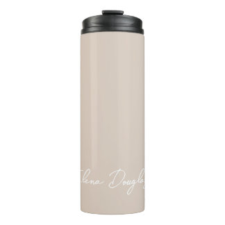 Monogram Modern Handwritten  Minimal Taupe Beige Thermal Tumbler