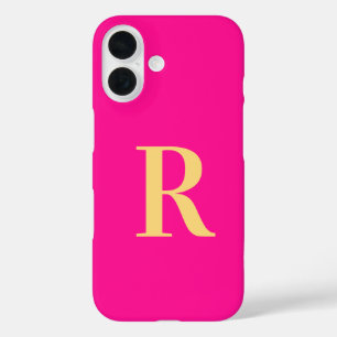 Monogram Modern Hot Pink iPhone 16 Case