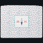 Monogram Modern Ice Cream Personalized Blue iPad Cover<br><div class="desc">Style your iPad with this modern and whimsical personalized cover featuring a custom monogram and an ice cream cone in blue,  aqua,  pink and coral.</div>