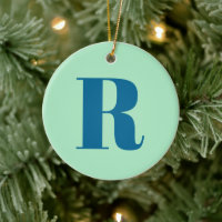 Monogram Modern Initial Letter Neo Mint Green Navy