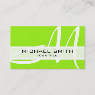 Monogram Modern Lime Background Business Card