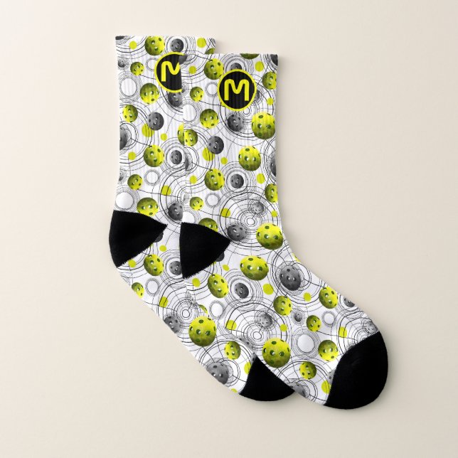 Monogram Modern Lime & Gray Pickleball Socks (Pair)
