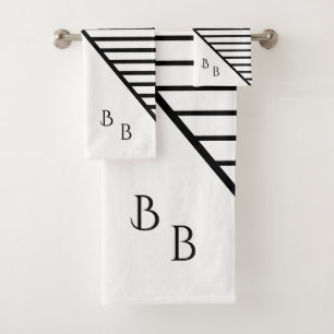Monogram Modern Line Art Bath Towel Set