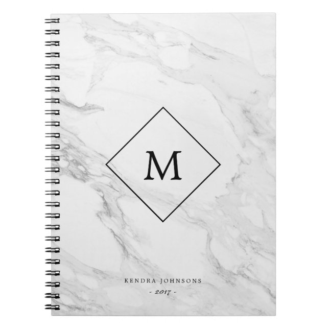 Monogram modern marble notebook (Front)