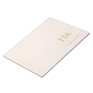 Monogram Modern Minimal Blush Pink Gold Simple Notepad