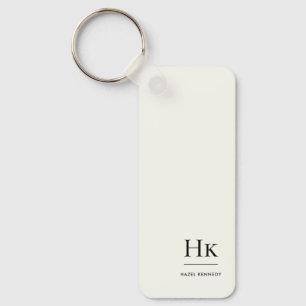 Monogram Modern Minimal Classic Ivory Monogrammed Keychain