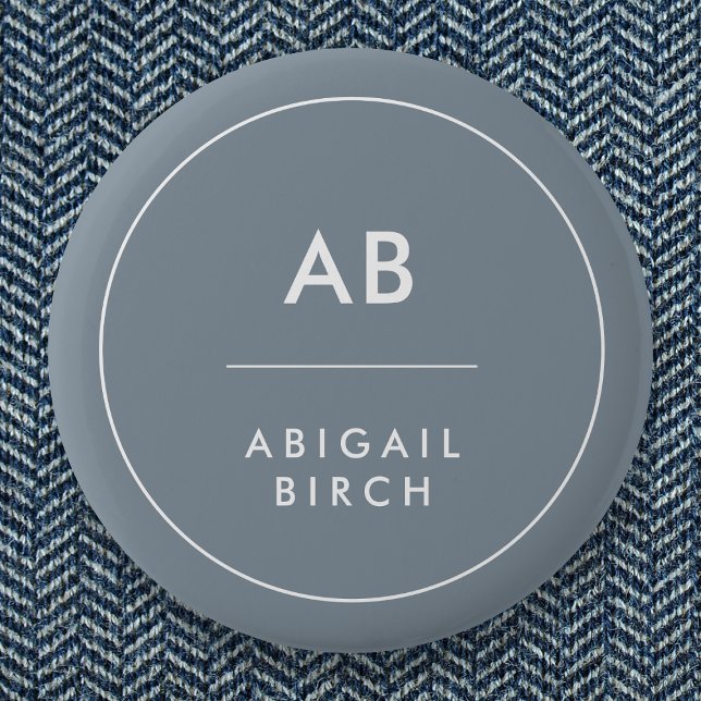 Monogram Modern Minimal Dusky Blue Grey 2 Inch Round Button (Creator Uploaded)