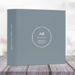 Monogram Modern Minimal Dusky Blue Grey Binder<br><div class="desc">A simple stylish custom design with modern typography and a dusky blue grey feature colour. The text,  including your monogram,  can easily be personalized to make a design as unique as you are! The perfect trendy bespoke design for personal or business use!</div>