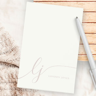 Monogram Modern Minimal Feminine Rose Pink Ivory Post-it Notes