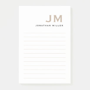 Monogram Modern Minimal Lined Post-it Notes
