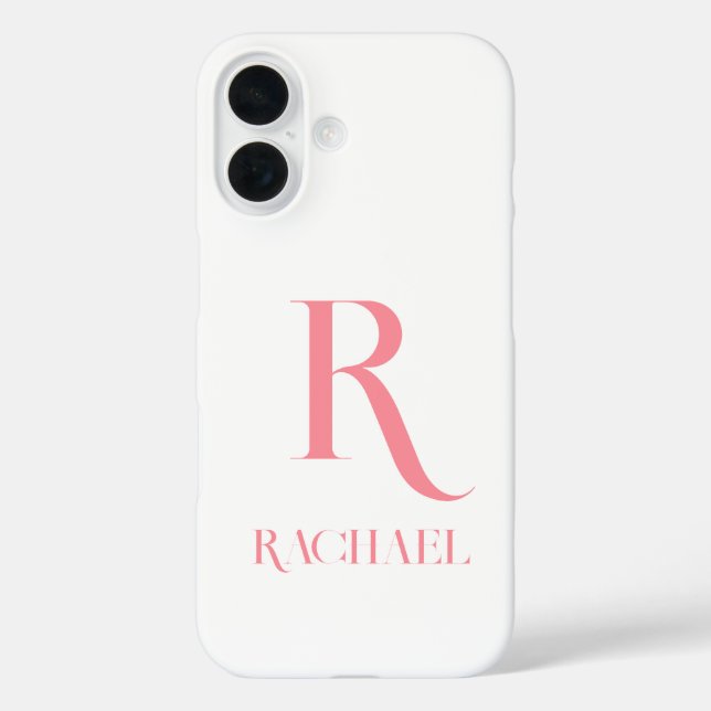 Monogram Modern Minimal Stylish Pink Case-Mate iPhone Case (Back)